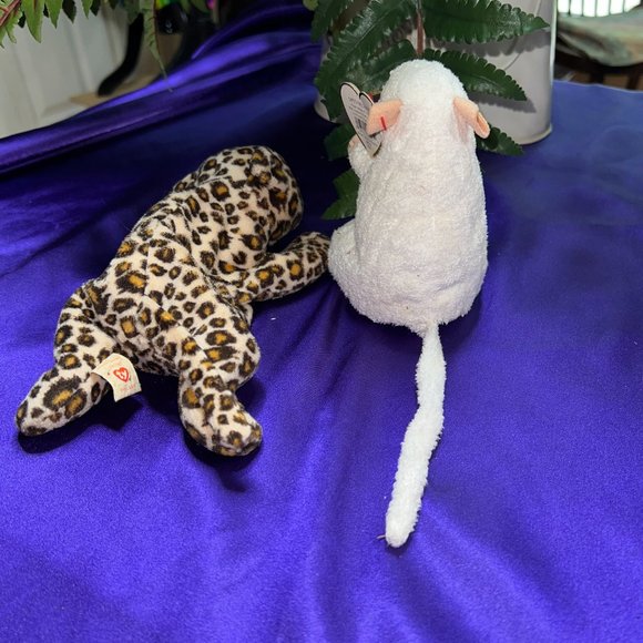 ๐ TY Cheezer the Mouse 2000 Beanie Baby & Freckles the Leopard 1996 with Error - Picture 3 of 13